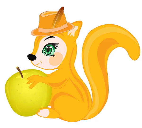 Squirrel with apple — Stock Vector