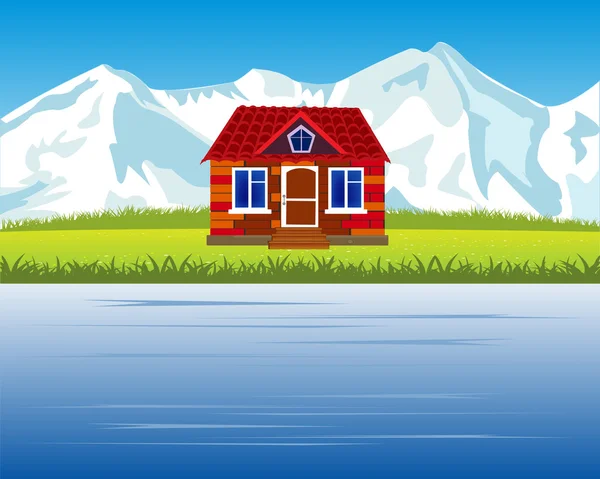 Lodge in mountain high — Stock Vector