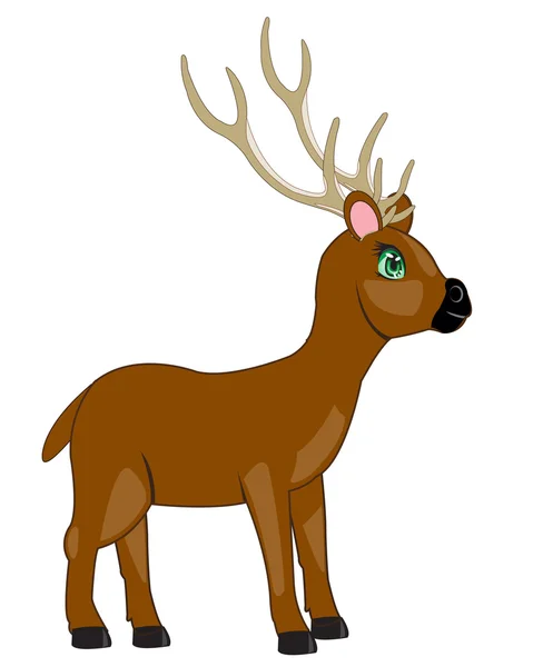 Kreslený jelen s růžkem — Stockový vektor