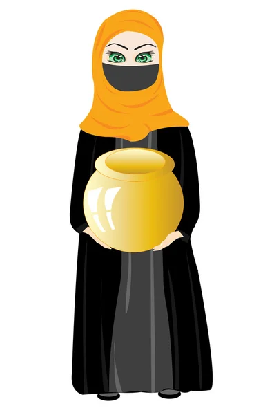 Mujer del este con lanzador — Vector de stock