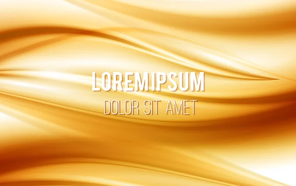 Golden satin, silk, waves. Yellow background, vector illustration — Stock Vector