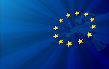 Avrupa haritası ve Avrupa Birliği bayrağı