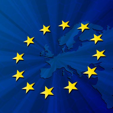 Avrupa haritası ve Avrupa Birliği bayrağı