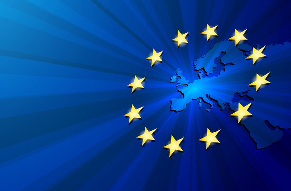 Europe map and European union flag