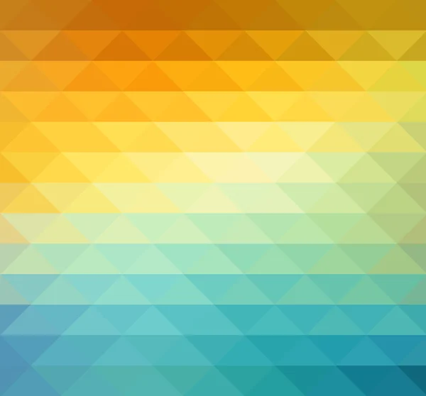 Abstract geometric background with orange, blue and yellow triangles. Summer sunny design. — Stock Vector