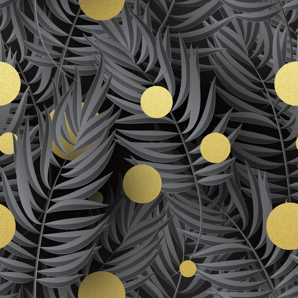 완벽 한 열 대 정글 팜 잎과 꽃 패턴입니다. 벡터 일러스트 레이 션. — 스톡 벡터