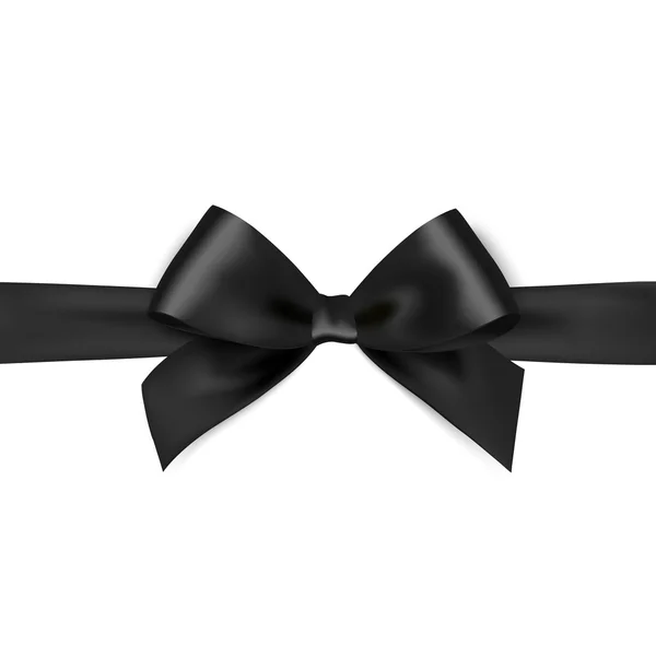 Shiny black satin ribbon on white background — Stock Photo, Image