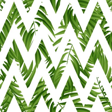 Tropical Palm leaves. Vector seamless