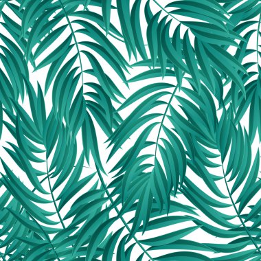Tropical Palm leaves. Vector seamless