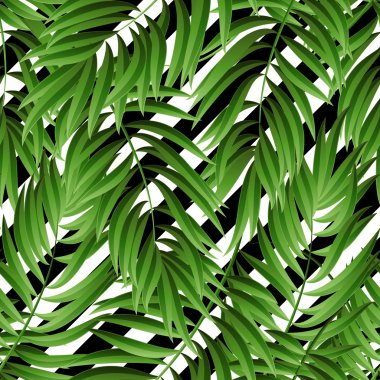 Tropical Palm leaves. Vector seamless