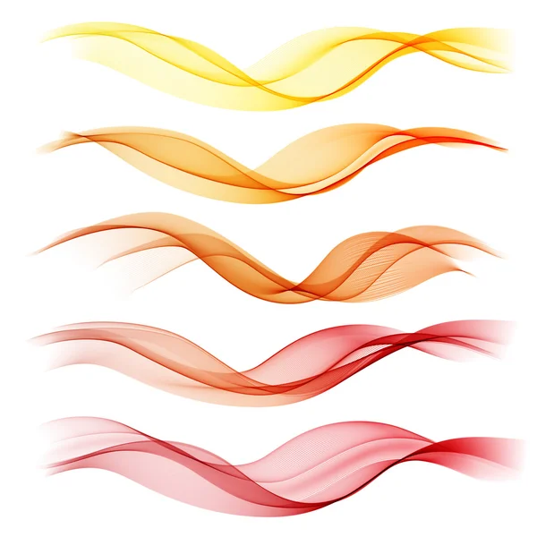 Set abstract color wave. Vector smoke lines. — Stock Vector