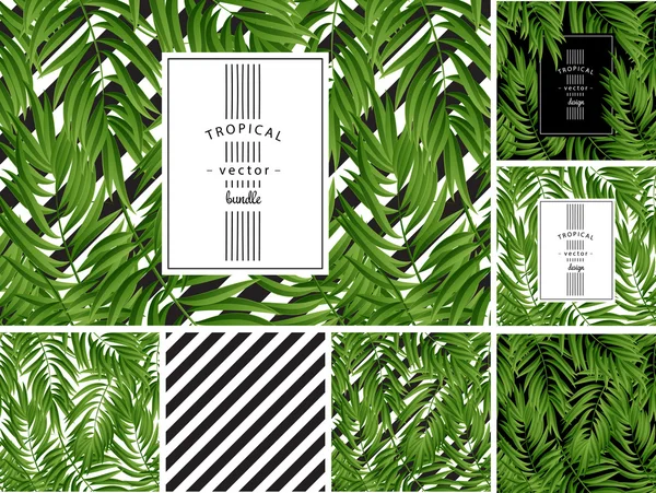 Tropical Palm leaves. Vector seamless