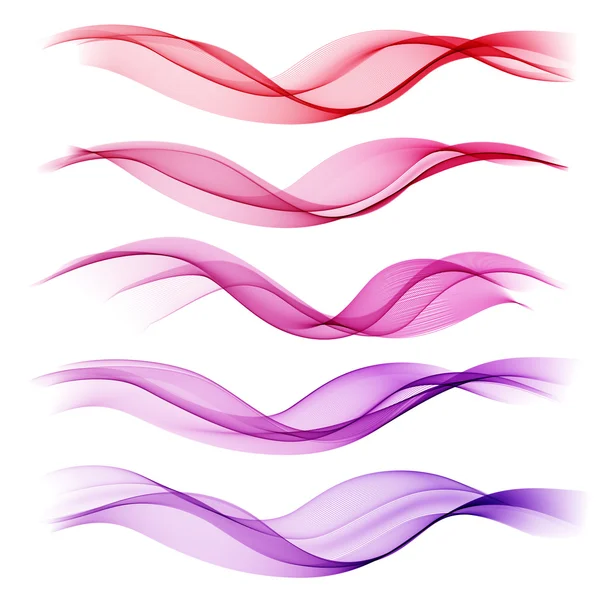 Set abstract color wave. Vector smoke lines. — Stock Vector