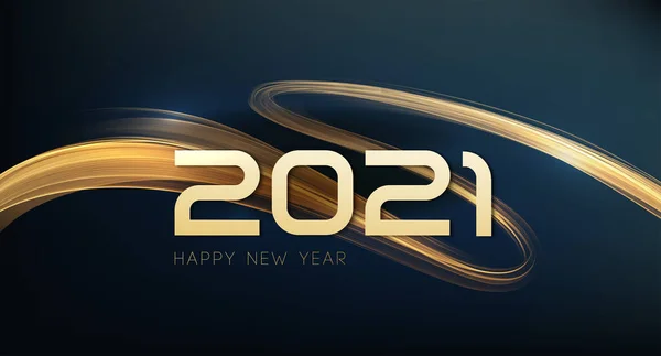 2021 Nouvel An abstrait couleur brillante élément de conception d'onde d'or — Image vectorielle