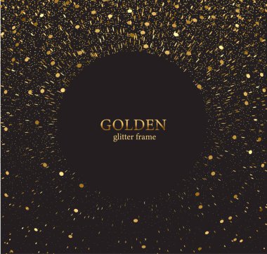 Siyah arka planda altın rengi parıltı dokusu. Siyah bir arkaplanda altın taneli soyut doku.