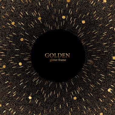 Siyah arka planda altın rengi parıltı dokusu. Siyah bir arkaplanda altın taneli soyut doku.