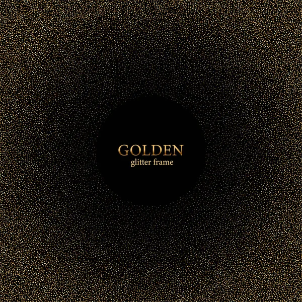 Gouden glitter textuur op een zwarte achtergrond. Gouden korrelige abstracte textuur op een zwarte achtergrond. — Stockvector