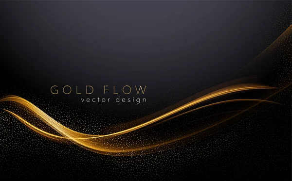 Abstract shiny color gold wave design element — Stock Vector