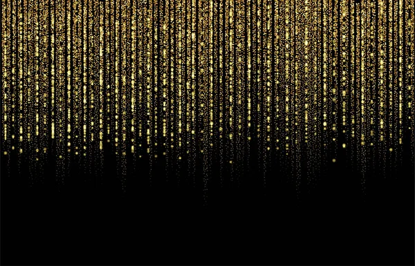 Curtain of golden particles on a black background — Stock Vector
