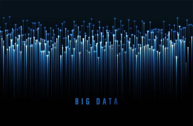 Soyut dijital parçacıklar. Vektör büyük veri görselleştirmesi.