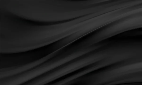 Gladde elegante zwarte satijnen textuur abstracte achtergrond. Luxe achtergrond ontwerp — Stockvector