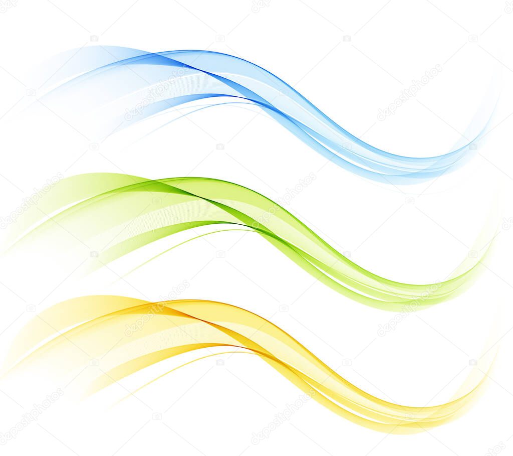 Set of color abstract wave design element