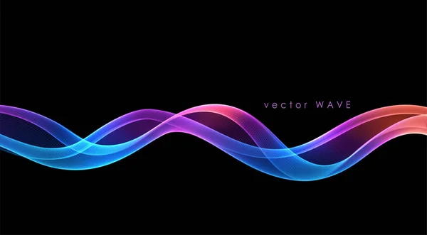Vector abstracto líneas de onda de flujo de colores aislados sobre fondo negro. Elemento de diseño para tecnología, ciencia, música o concepto moderno. — Vector de stock
