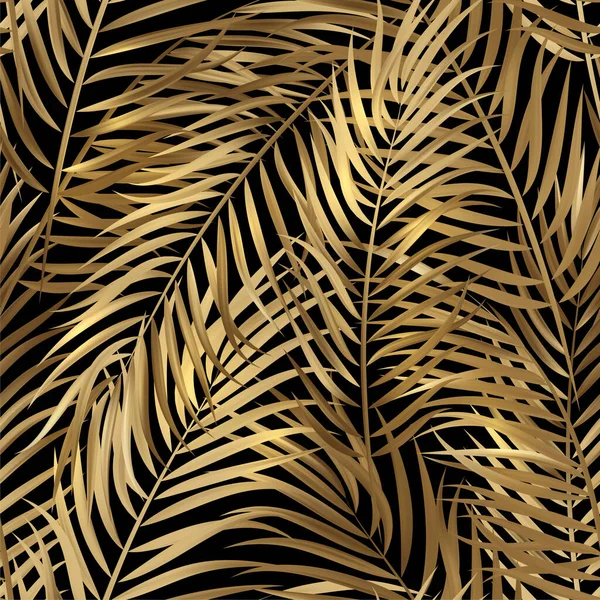 Tropik palmiye yaprakları, orman yaprakları pürüzsüz vektör çiçek desenli arka plan — Stok Vektör