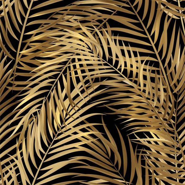 Tropik palmiye yaprakları, orman yaprakları pürüzsüz vektör çiçek desenli arka plan — Stok Vektör