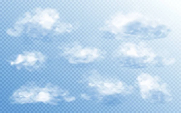 Cloud dans un style réaliste sur fond transparent. Ensemble de nuages abstraits. Modèle de conception vectorielle. — Image vectorielle