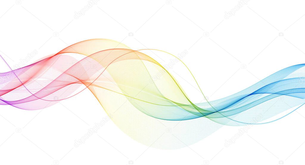 Vector abstract colorful flowing wave lines isolated on white background. Design element for technology, science, music or modern concept.