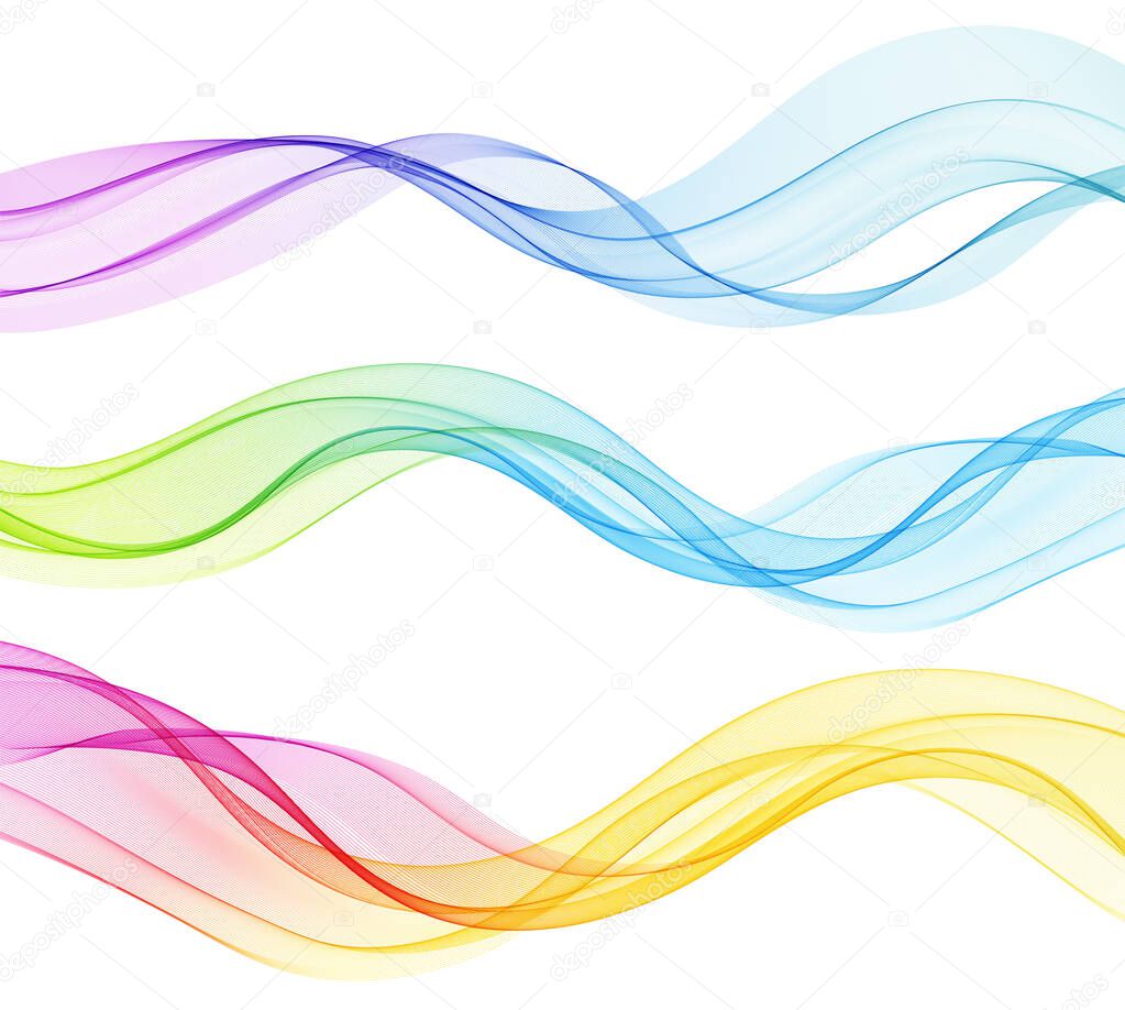 Vector abstract colorful flowing wave lines isolated on white background. Design element for technology, science, music or modern concept.