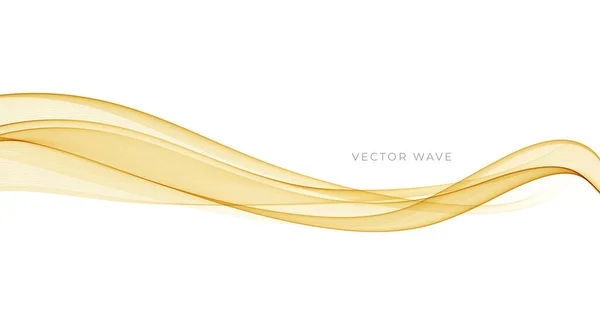 Vettore astratto colorato fluenti linee d'onda d'oro isolato su sfondo bianco. Elemento di design per invito di nozze, biglietto di auguri — Vettoriale Stock