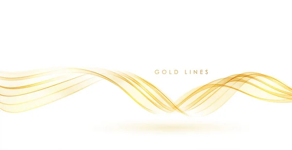 Vetor abstrato colorido fluindo linhas de onda de ouro isolado no fundo branco. Elemento de design para convite de casamento, cartão de saudação —  Vetores de Stock
