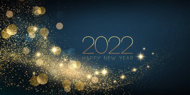 2022 Yeni Yıl Soyut parlak altın dalga tasarım elementi