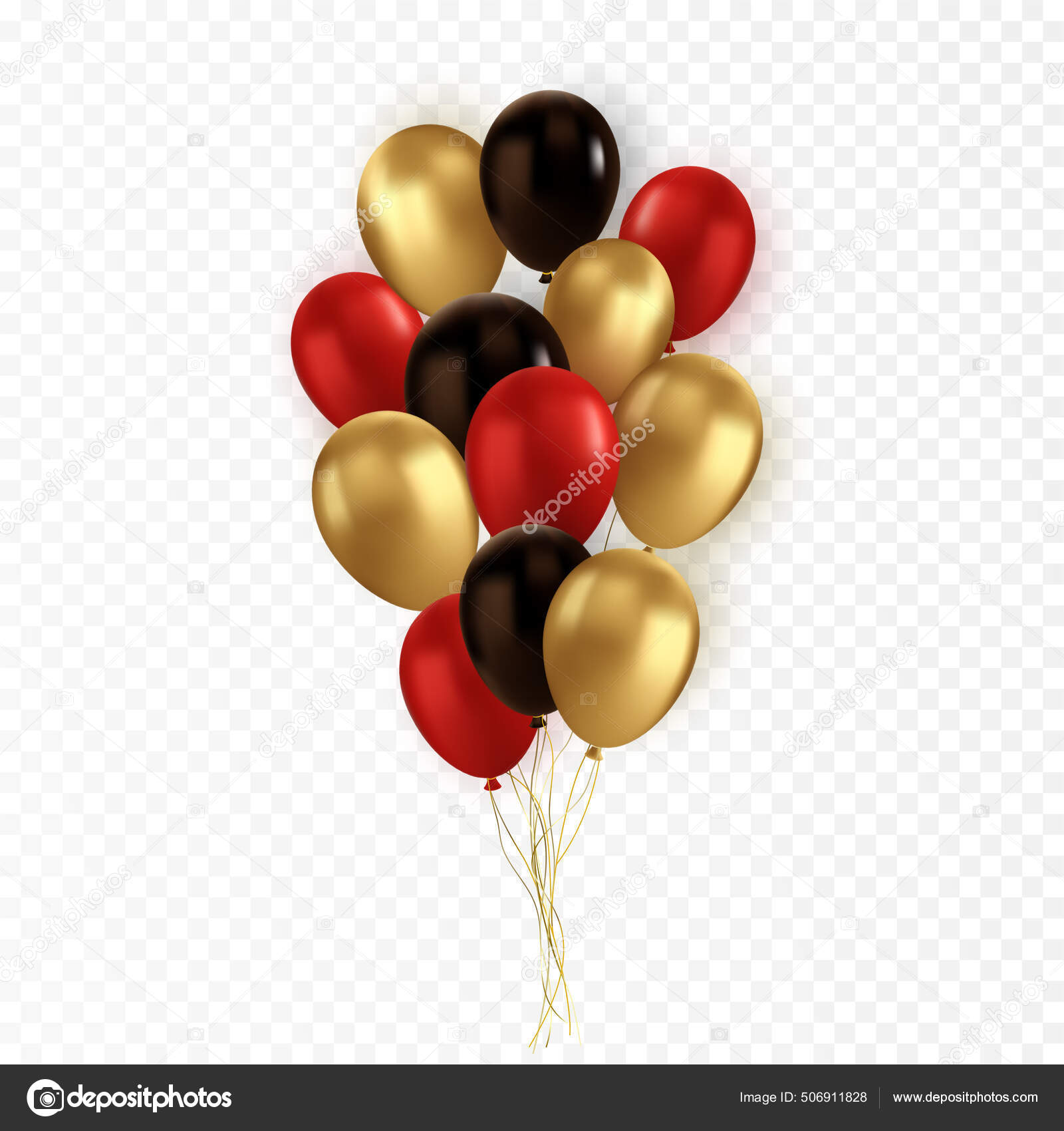 Vecteur réaliste or rouge ballon noir sur fond transparent Vecteur par  ©-strizh- 506911828