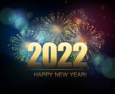 2022 yılbaşında havai fişeklerle soyut bir geçmiş. Vektör