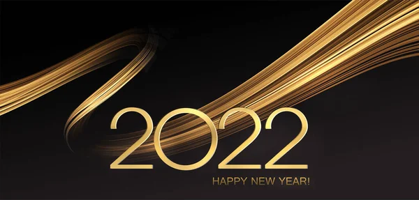 2022 Nouvel An abstrait couleur brillante élément de conception d'onde d'or — Image vectorielle