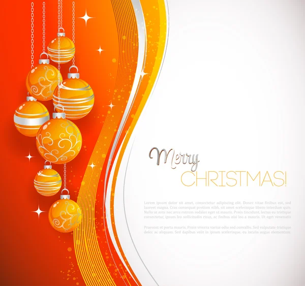 Feliz cartão de Natal com bugiganga laranja — Vetor de Stock