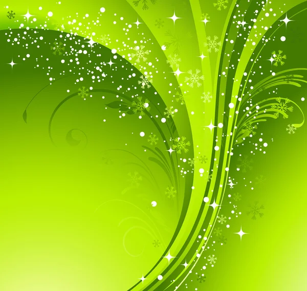 Bannière de Noël verte avec flocons de neige — Image vectorielle