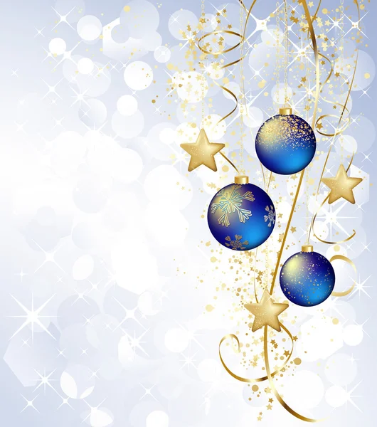 Feliz tarjeta de Navidad con adorno azul — Vector de stock