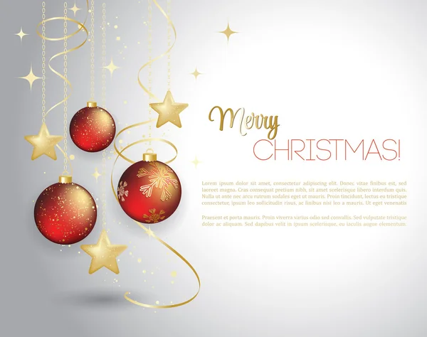 Merry Christmas card met rood bauble — Stockvector