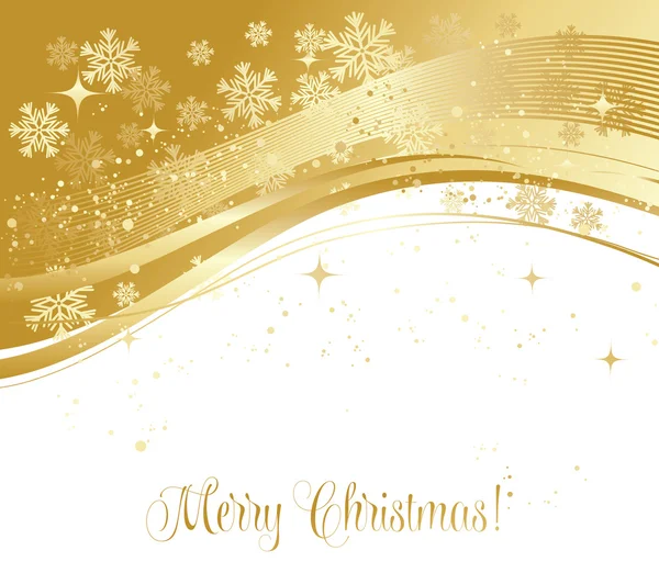 Joyeux Noël carte avec des flocons de neige or — Image vectorielle