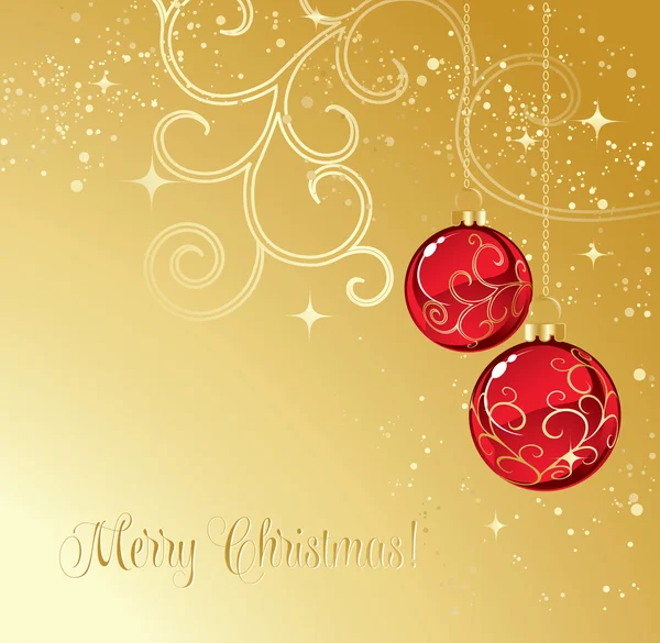 Merry Christmas card met rood bauble — Stockvector