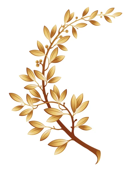 Vector illustration contains the image of gold laurel branch — Stock Vector