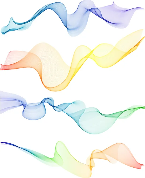 Набір кольорових прозорих димових хвиль — стоковий вектор