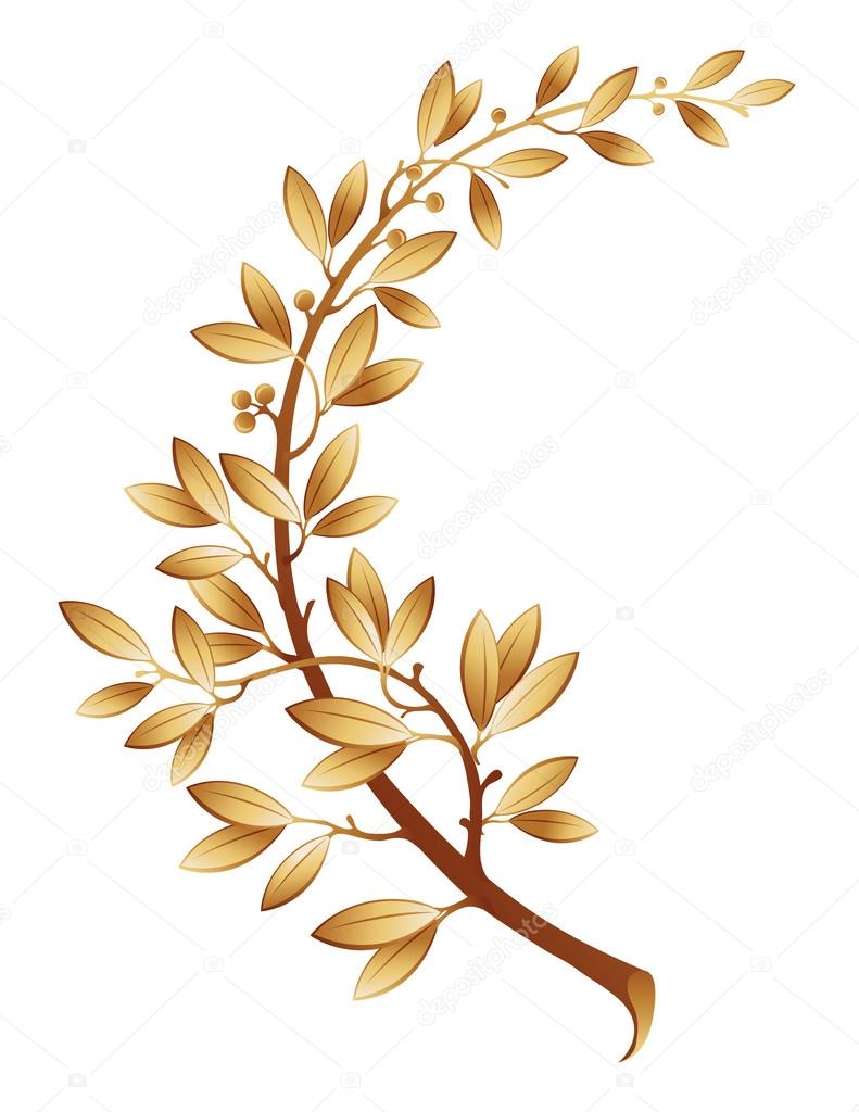 Vector illustration contains the image of gold laurel branch