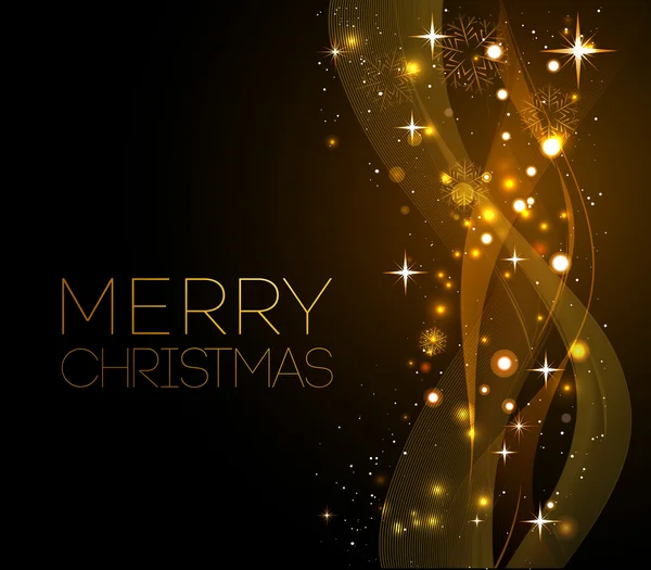 Feliz Natal cartão de felicitações de ouro com flocos de neve —  Vetores de Stock