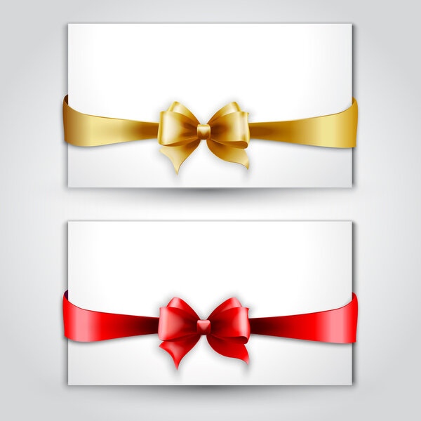 Invitation card with Gold and red holiday bow