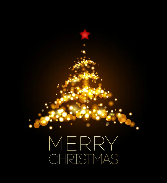 Sapin de Noël brillant en poster noir — Image vectorielle